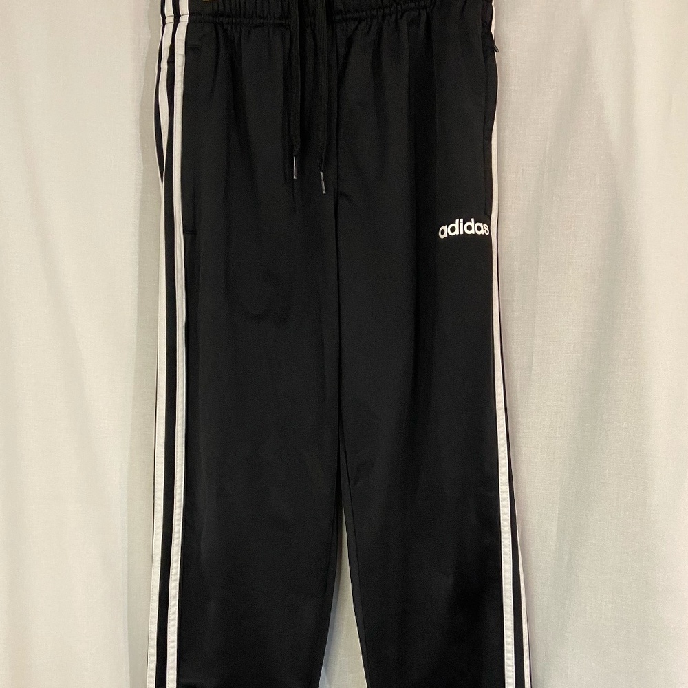 Adidas Men's Medium Black Classic 3 Stripe Track Pants Gym Athletic Lined
